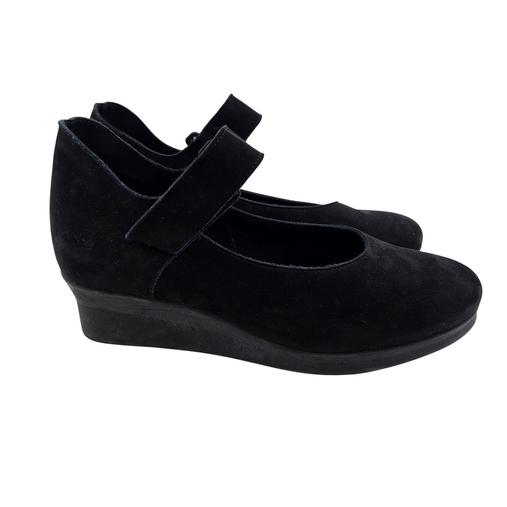 Arche Black Nubuck Leather Mary Jane Wedge Shoes EU 38 US 7 France Comfort
